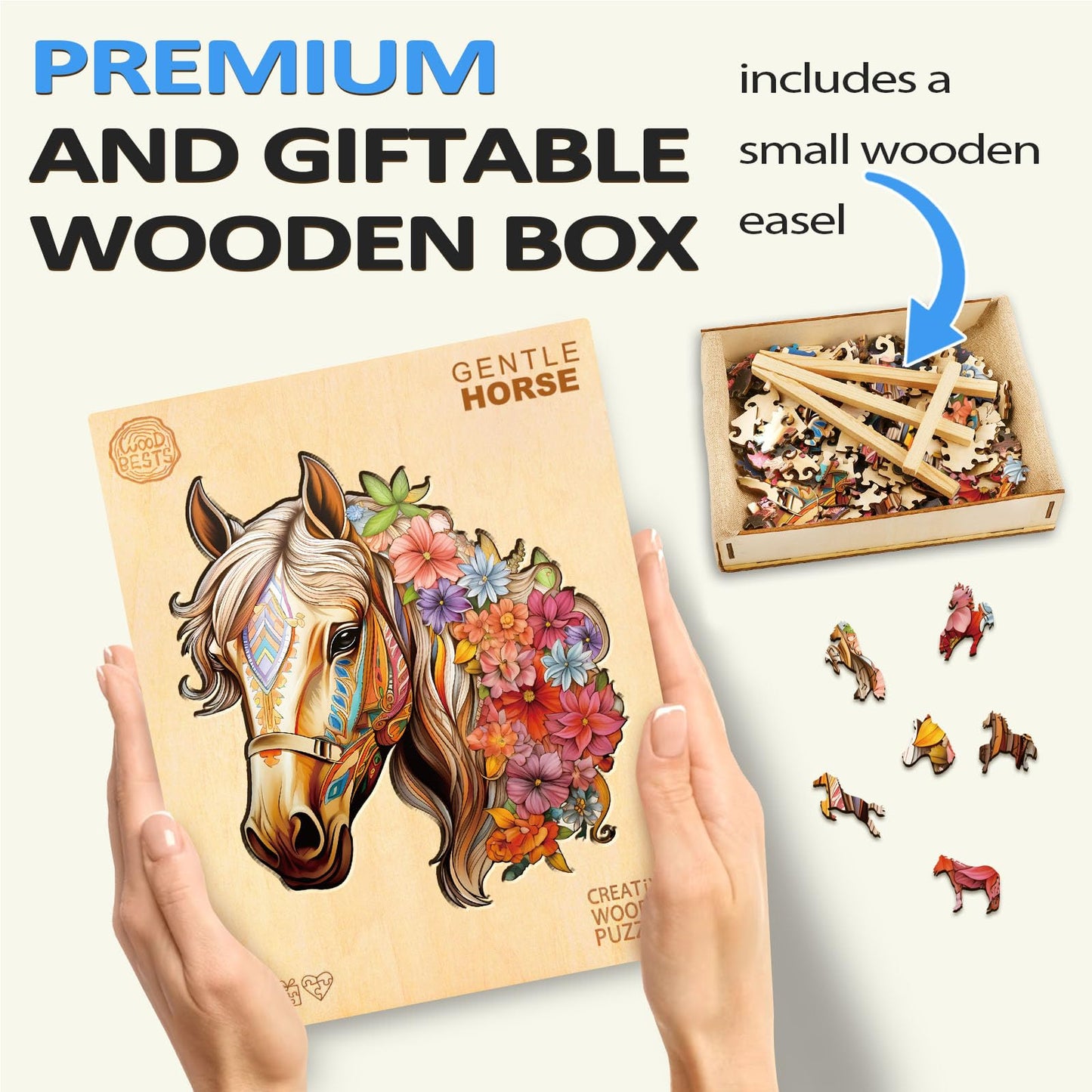 Wooden Puzzles for mature-themeds  Wood Horse Puzzle  Unique Gifts for Men Women  mature-themed Puzzles (S-8.5 * 8.1in 100pcs)