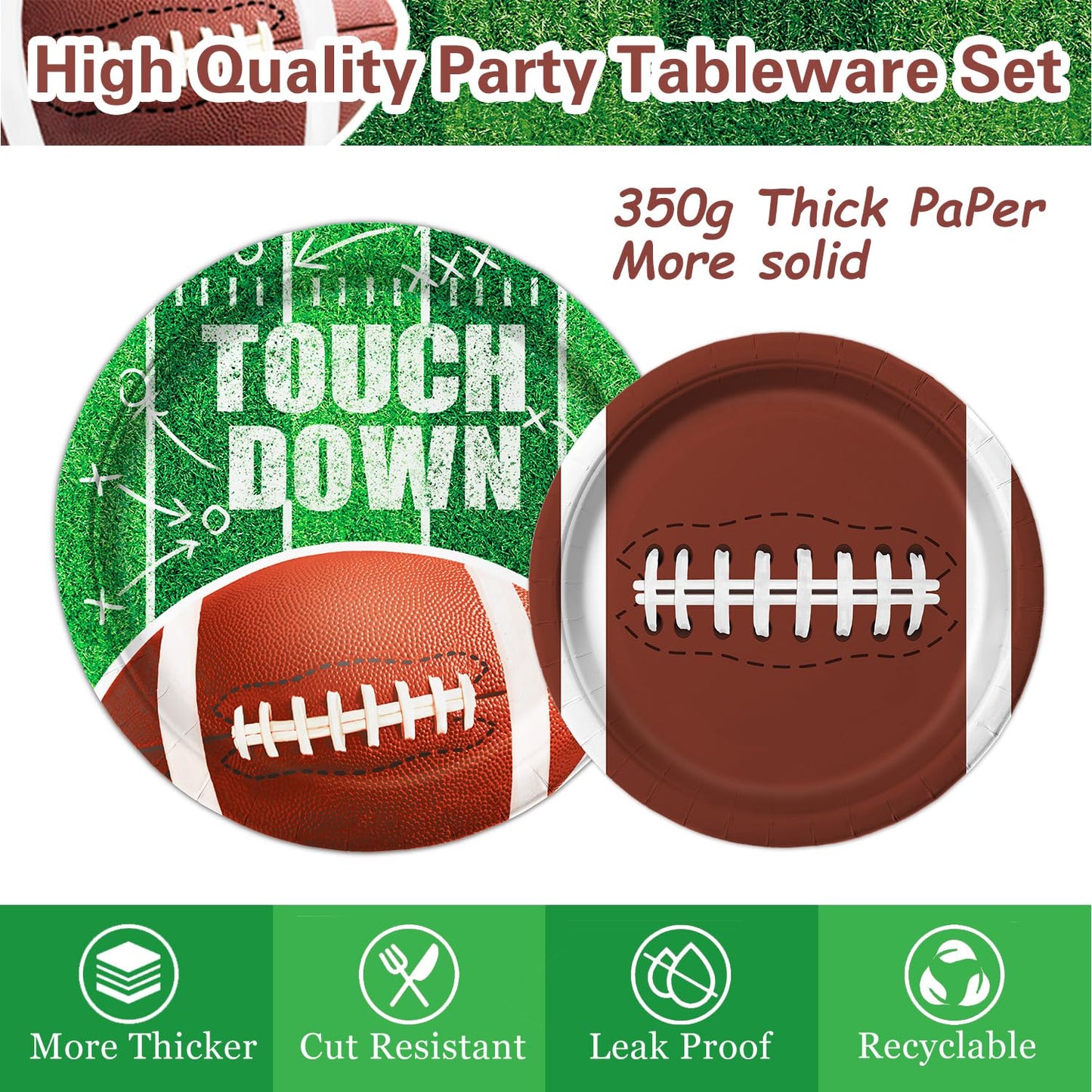 Football Party Decorations Football Party Supplies Including Paper Plates, Napkins, Tablecloth, Banner For Football Birthday Par