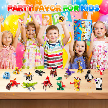 Party Favors For Kids 20 Pack Animals Building Blocks Set,Goodie Bags Stuffers For Kids Birthday Party Favor Return Gifts Valent