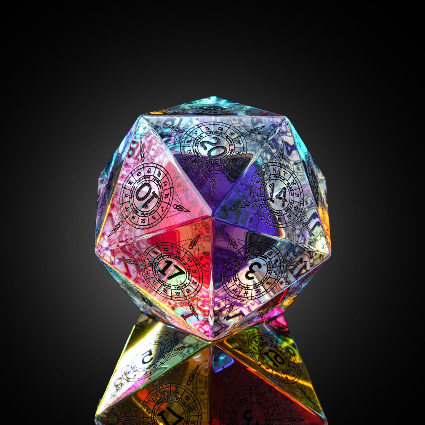 UDIXI 30mm Prism Glass D20 Dice Large Polyhedral Dice 20 Sized DND Dice Glass Dice for Dungeons and Dragons Role Playing Games M