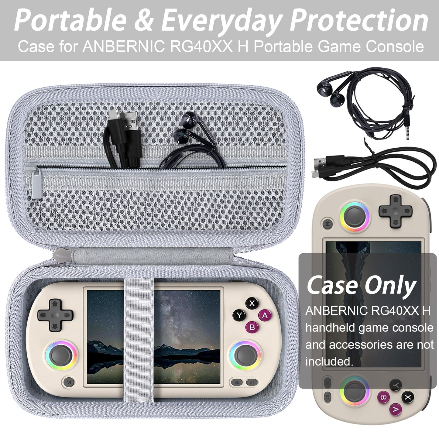 Khanka Hard Travel Case Replacement For Rg40Xx H Retro Handheld Game Console,Case Only. (White)