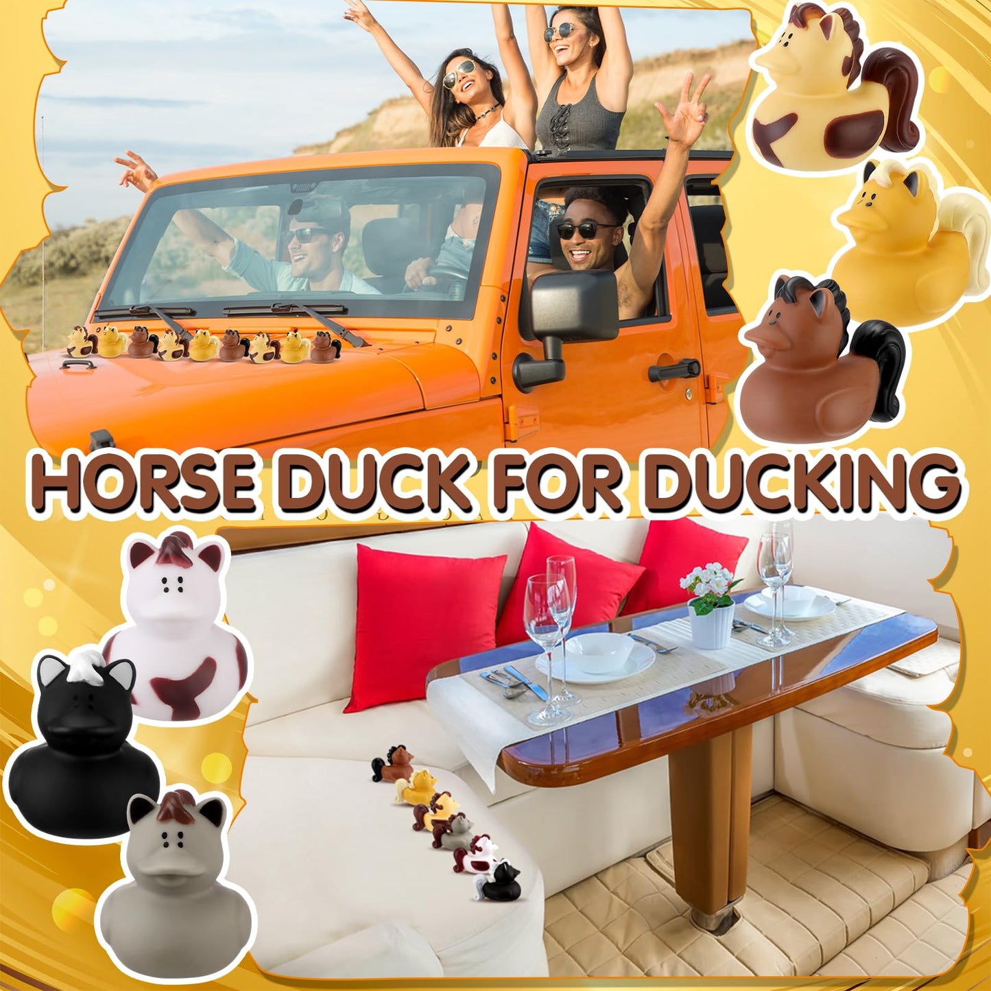 Hungdao 12 Pcs Horse Rubber Duck 2.36 Inch Bucking Bronco Ducks Pool Float Bath Decor Gift for Horse Racing Festival Boys and Gi
