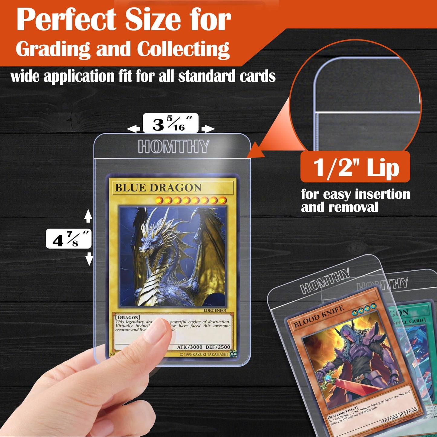 100Ct Semi Rigid Card Holders For Trading Cards, Card Sleeves With 1/2 Lip Baseball Card Protector For Psa, Bgs, Csg Graded Card
