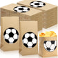 Watersay 100 Pcs Soccer Party Favor Bags 12 x 6 x 4 Soccer Kraft Paper Goodie Treat Candy Food Bags for Sports Themed Party Favo