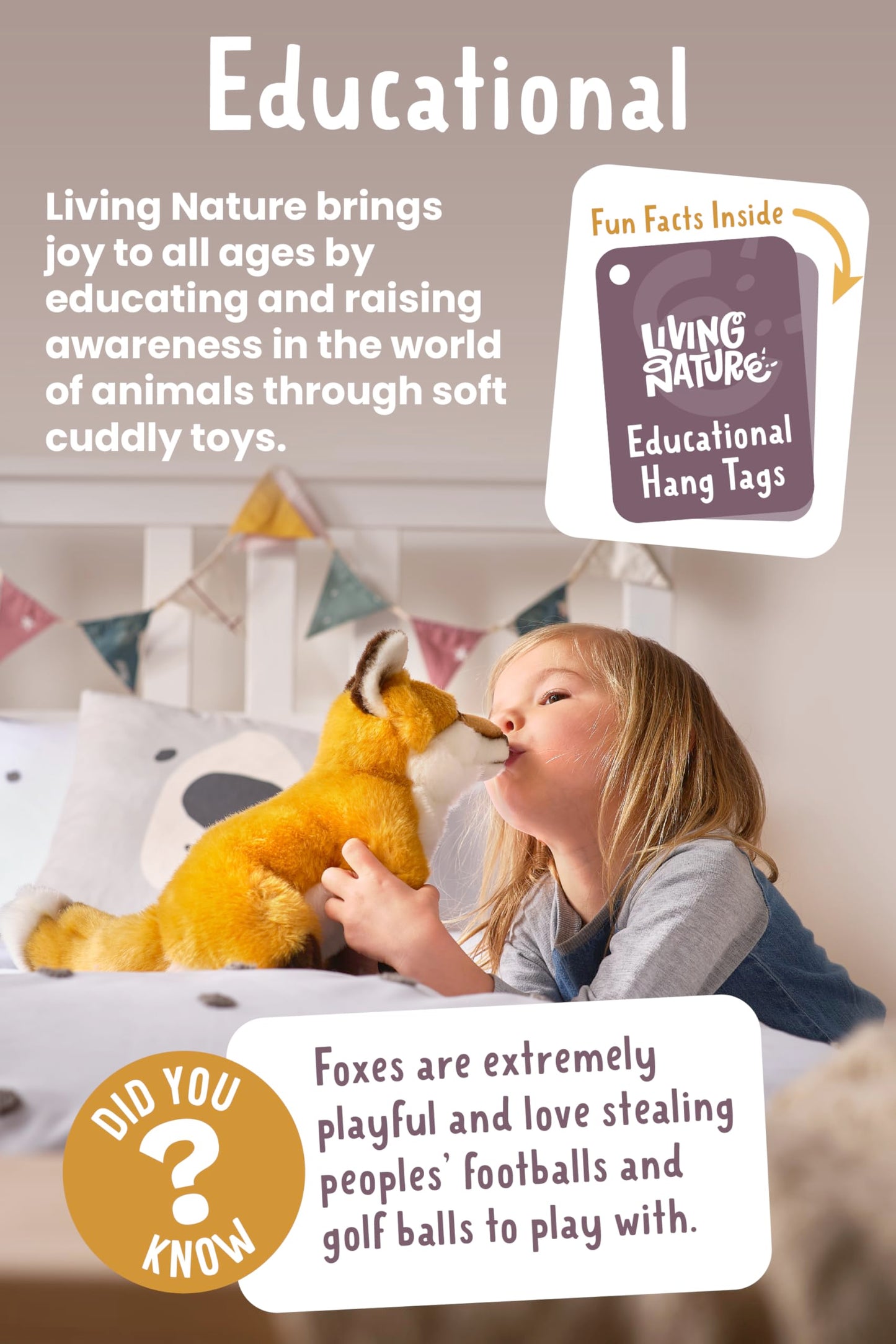 Living Nature Chocolate Labrador Stuffed Animal | Fluffy Dog Animal | Soft Toy Gift For Kids | 8 Inches