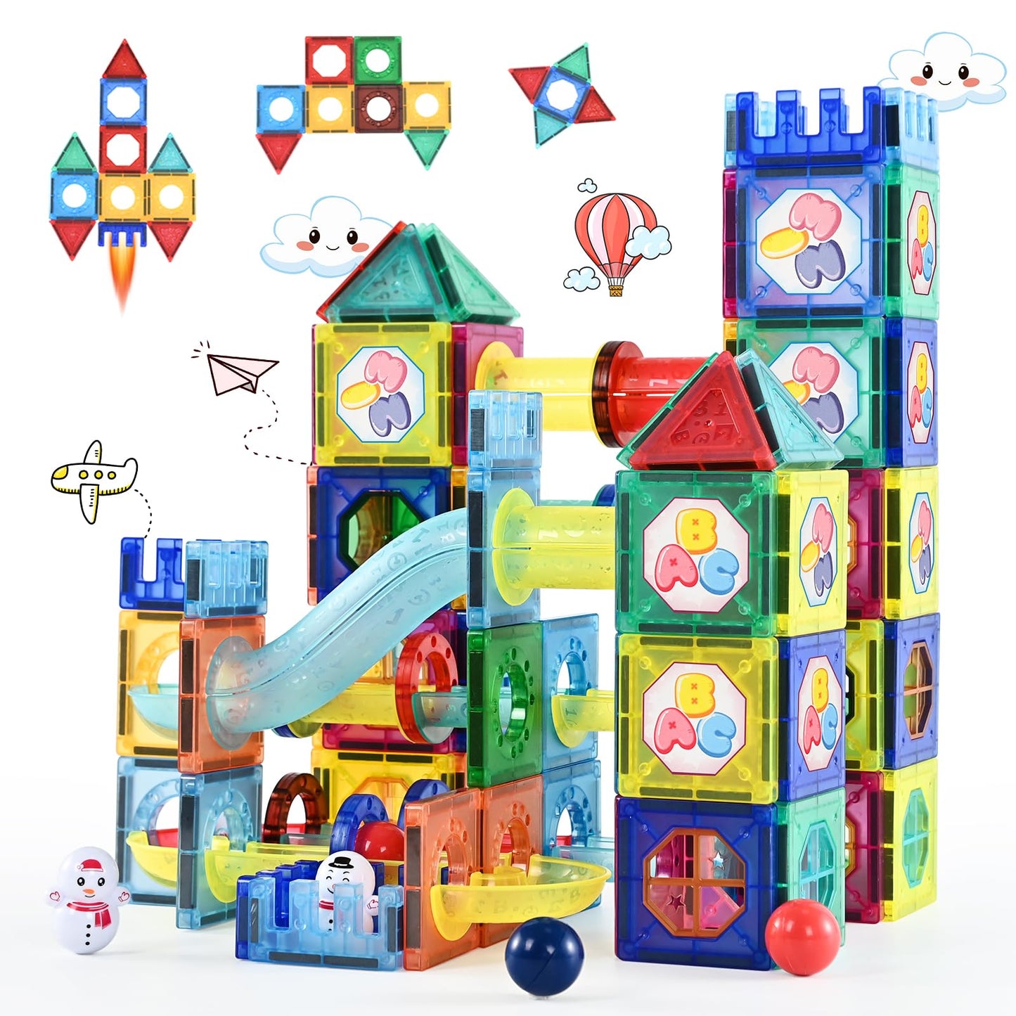 Cyddup Magnetic Building Tiles, 158 Pcs Magnetic Tiles For Kids Ages 3-5, 3D Magnet Building Blocks Set, Stem Learning, Educatio