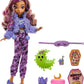 Monster High Creepover Party Doll - Clawdeen Wolf with Pet Dog Crescent, Sleepover Clothes, Accessories, Multicolor, Model HKY67