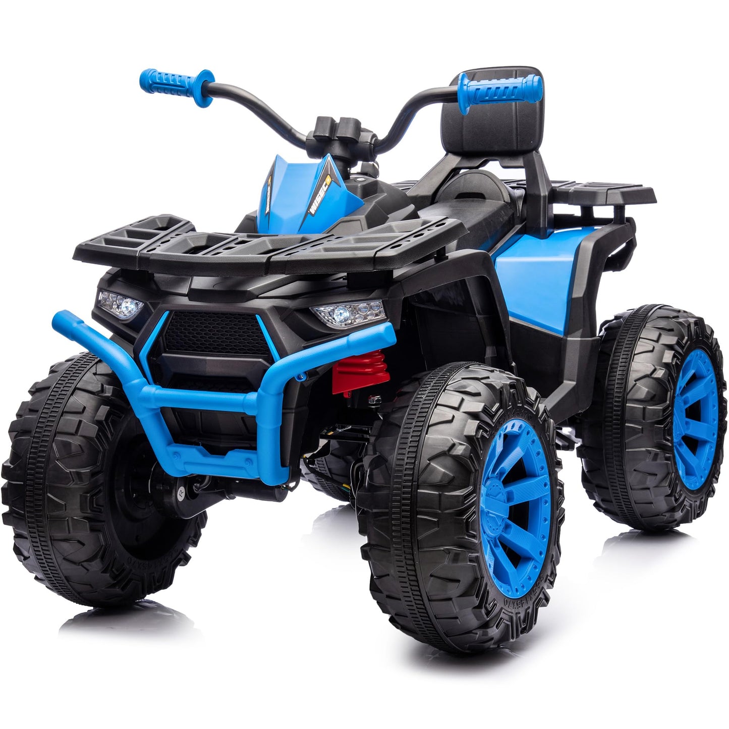 Hikiddo 12V Kids 4 Wheeler Atv, 2-Seater Electric Atv Four Wheeler For Big Kids With Bluetooth, 14.4'' Big Wheels - Blue