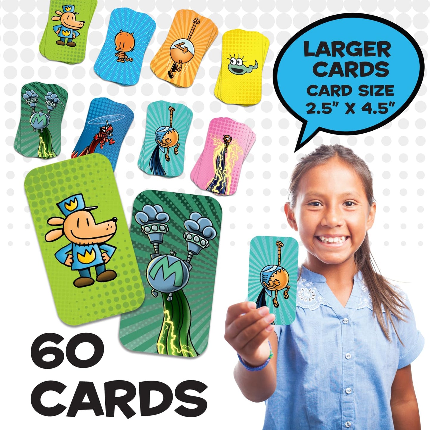 University Games Dog Man Supa Buddies Card Game for 2-4 Players, Ages 5+, Cardboard, Blue & White, Model 07018