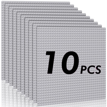 Pokiiulk Classic Baseplates Building Plates-Pack Of 10 Large 10'' X 10'' Building Bricks Compatible With All Major Brands,Perfec