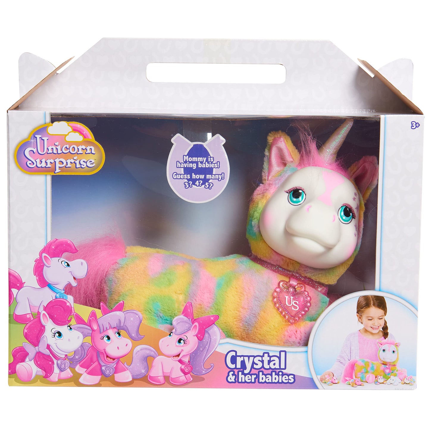 Unicorn Surprise Crystal, Pastel Rainbow, Stuffed Animal Unicorn And Babies, Toys For Kids, Kids Toys For Ages 3 Up By Just Play