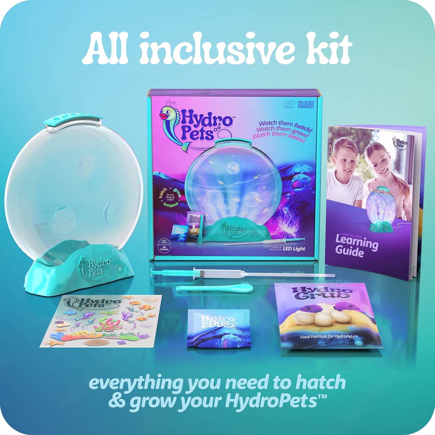 Hydropets Live Sea Pets Habitat Kit, Light Up Tank - Science Experiments Kits - Educational Stem Kids Toys For Boys & Girls Age 6, 7, 8, 9, 10-12+ Year Old Toy Gifts - Hatch & Grow Aquatic Hdropt