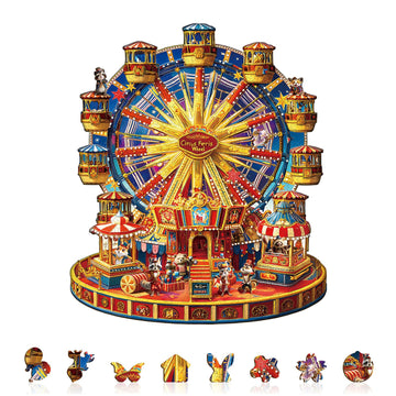 Jigfoxy Wooden Puzzles for mature-themeds  Circus Ferris Wheel Wood Puzzles mature-themed  Unique Animal Shape Wooden Jigsaw Puzzles for mature-themeds  Birthday Gifts for Puzzle Lovers  Family  Friend (M-11.4 * 9.7in-175pc)