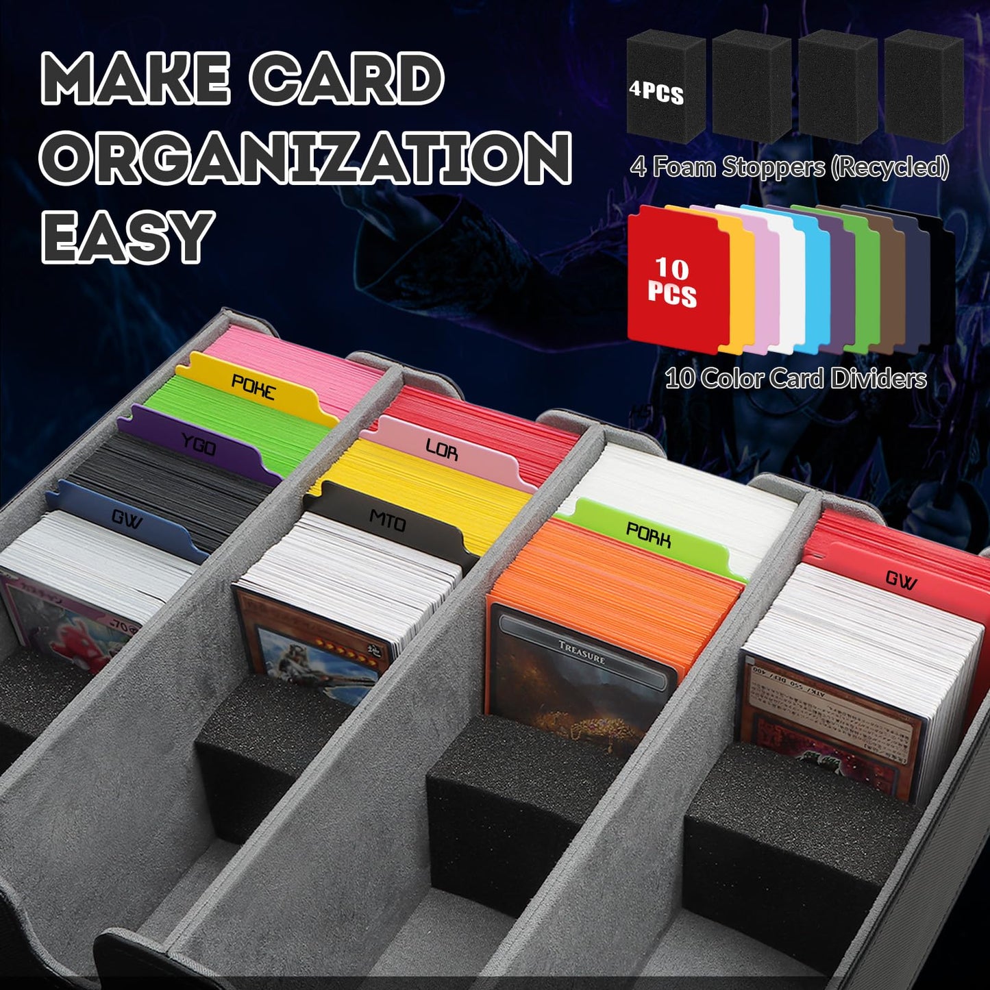 Qlouni Card Storage Box For Trading Cards, 2800+ Card Deck Case With Pu Leather And Magnetic Closure, Tcg Storage Box, Suitable
