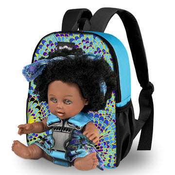 Nice2You Black Baby Doll With Backpack Carrier, 10In American African Doll For Girls Toddlers Aged 2+, Backpack For Baby Doll Accessories Storage, Perfect For 1 2 3 4 5 6 Years Old Kids