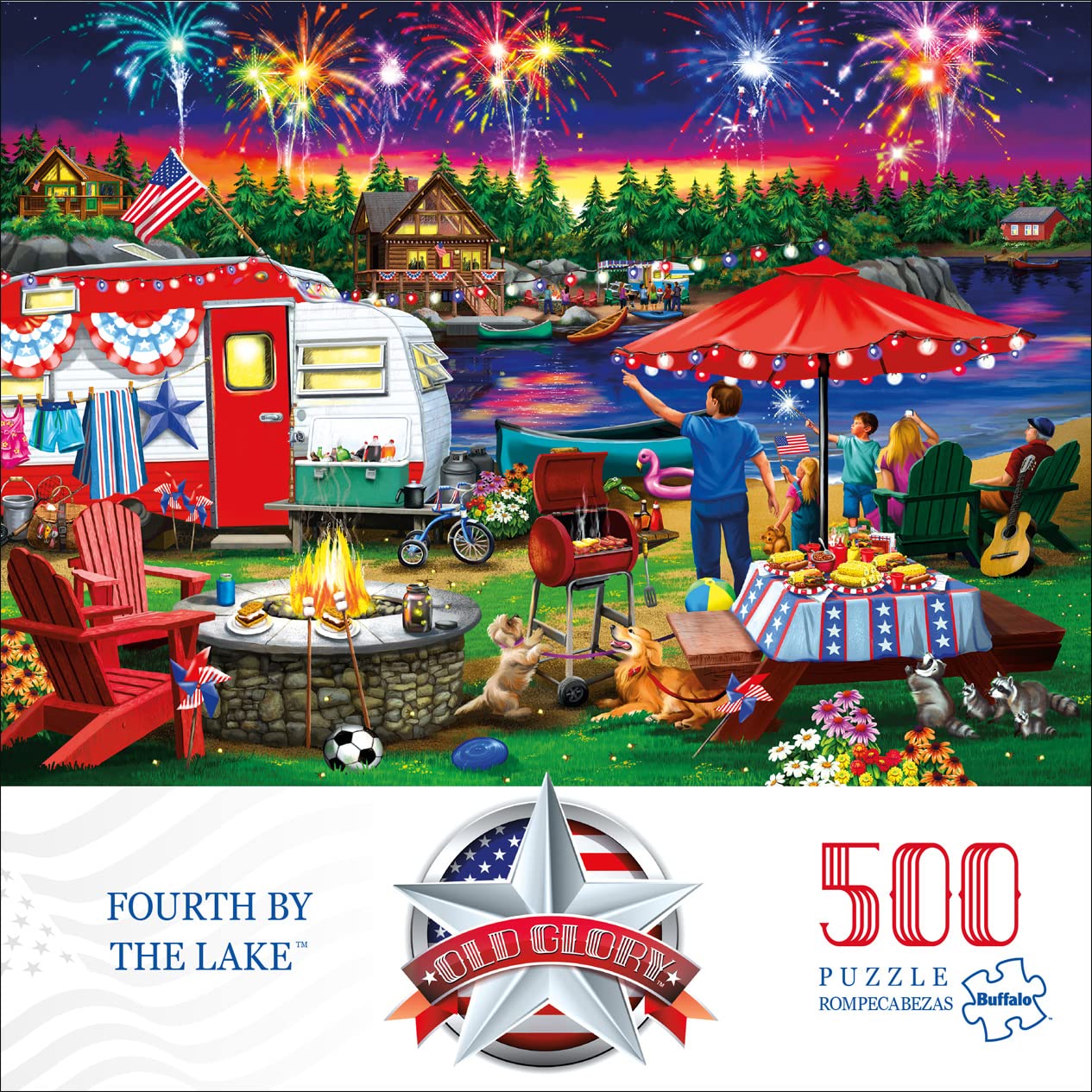 Buffalo Games 500 Piece Jigsaw Puzzle - Fourth by The Lake - Multi Color - Paper Material - Model 33207