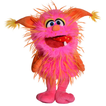 Living Puppets 15-Inch Plush Pink & Orange Friendly Monster Hand Puppet - European Design  Ultra-Soft and Cuddly  Promotes Child Development  Recommended for Boys and Girls