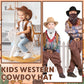 Unittype 20 Pcs Halloween Western Costume Cowboy Hats Set Kids Cowgirl Themed Party Felt Bandanna Hat with Paisley Bulk(Brown Se