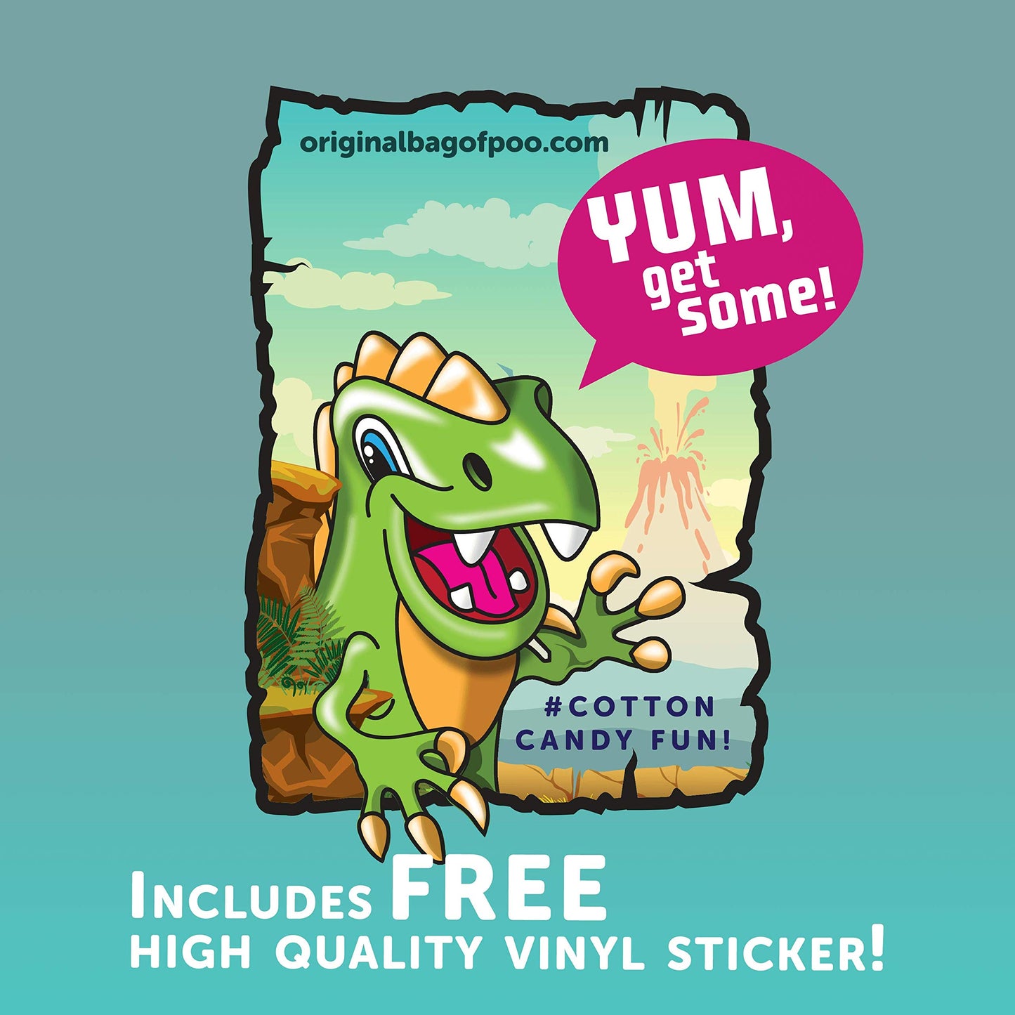 The Original Bag Of Poo, Dinosaur Poop (Green Cotton Candy), For Novelty Poop Gag Gifts