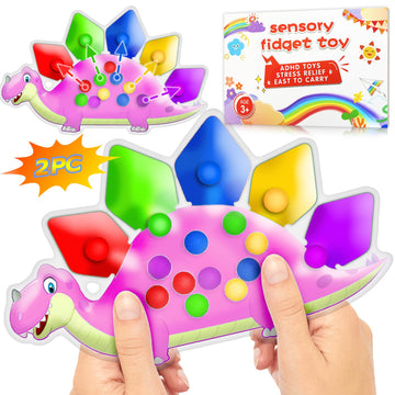 2Pc Pink Dinosaur Color Sorting Sensory Toys, Montessori Toys For Toddler Girl Fine Motor Skill Game Learning Activities Quiet C