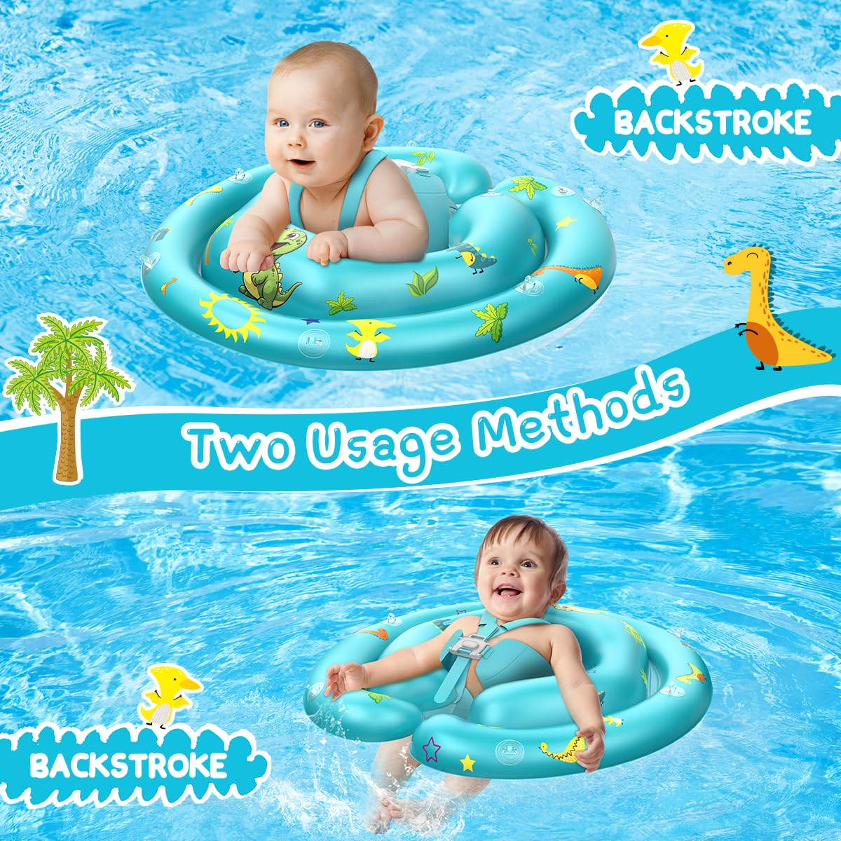 Baby Pool Float With Canopy Removable Upf50+ Uv Sun Protection,Third-Generation Upgraded Baby Swimming Float,More Stable Baby Swimming Pool Float,Suitable For Babies Aged 6-24 Months Swimming Float