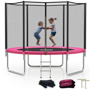 Skok Trampoline 10Ft Trampolines With Enclosure Net, 400Lbs Outdoor Trampolines For Kids -Astm Approved Pink Trampoline For Chil