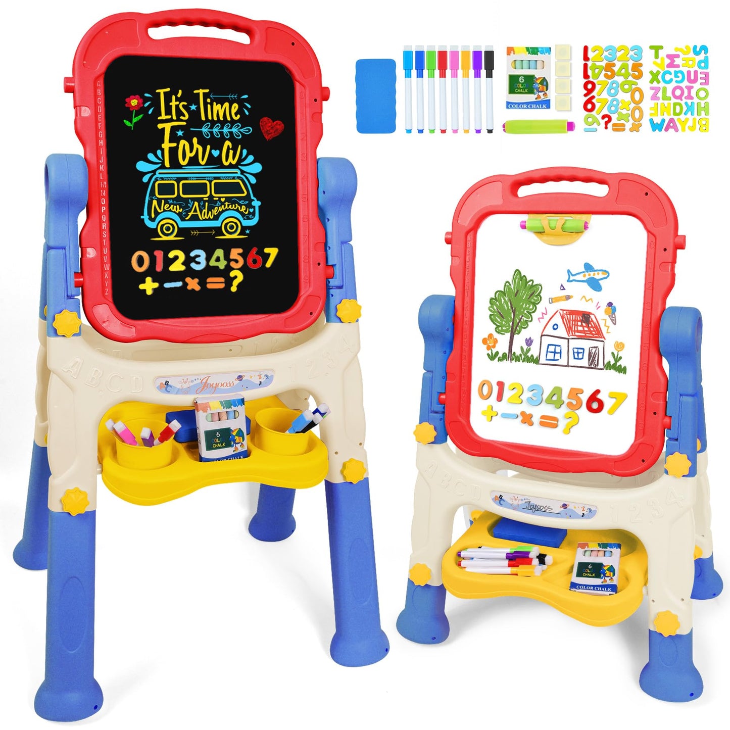 Joyooss Art Easel for Kids Adjustable Toddler Easel Stand for Painting, Magnetic Double Sided Drawing Dry Erase Board w Children