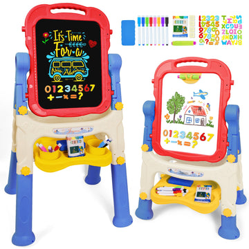 Joyooss Art Easel for Kids Adjustable Toddler Easel Stand for Painting, Magnetic Double Sided Drawing Dry Erase Board w Children