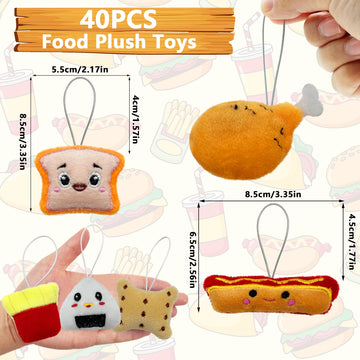 40 Pcs Mini Food Plush Toy Set Cute Small Food Stuffed Toy Keychain For Party Favors Keychain Ornament For Goody Bag Easter Egg
