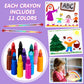 Teling 140 Pieces Stackable Crayons Pencils Party Favors for Kids Preschool 11 Interchangeable Colors Mini Rainbow Crayons Pens
