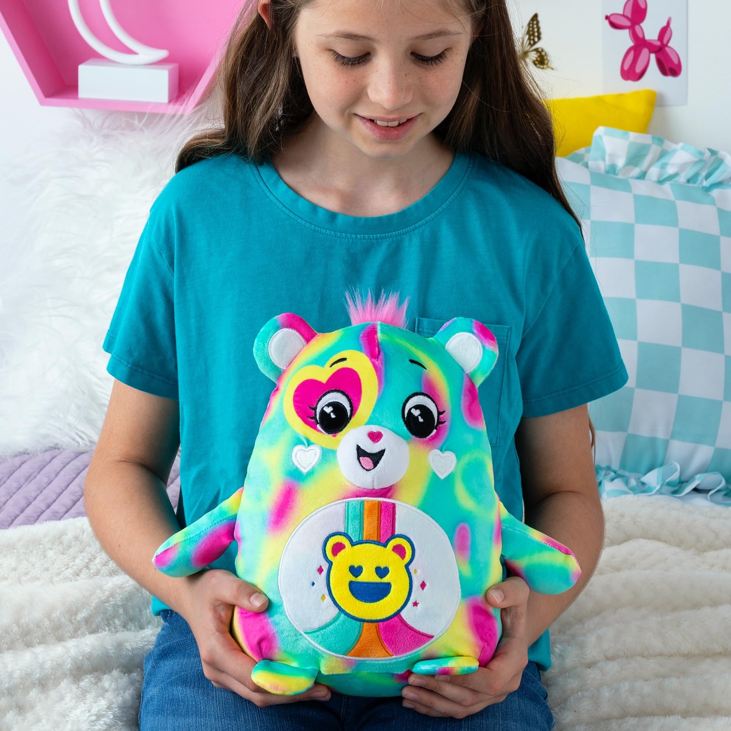 Care Bears Squishy 10'' Plush Good Vibes Bear - Soft Huggable Squishy Material! - Good For Girls And Boys, Employees, Collectors