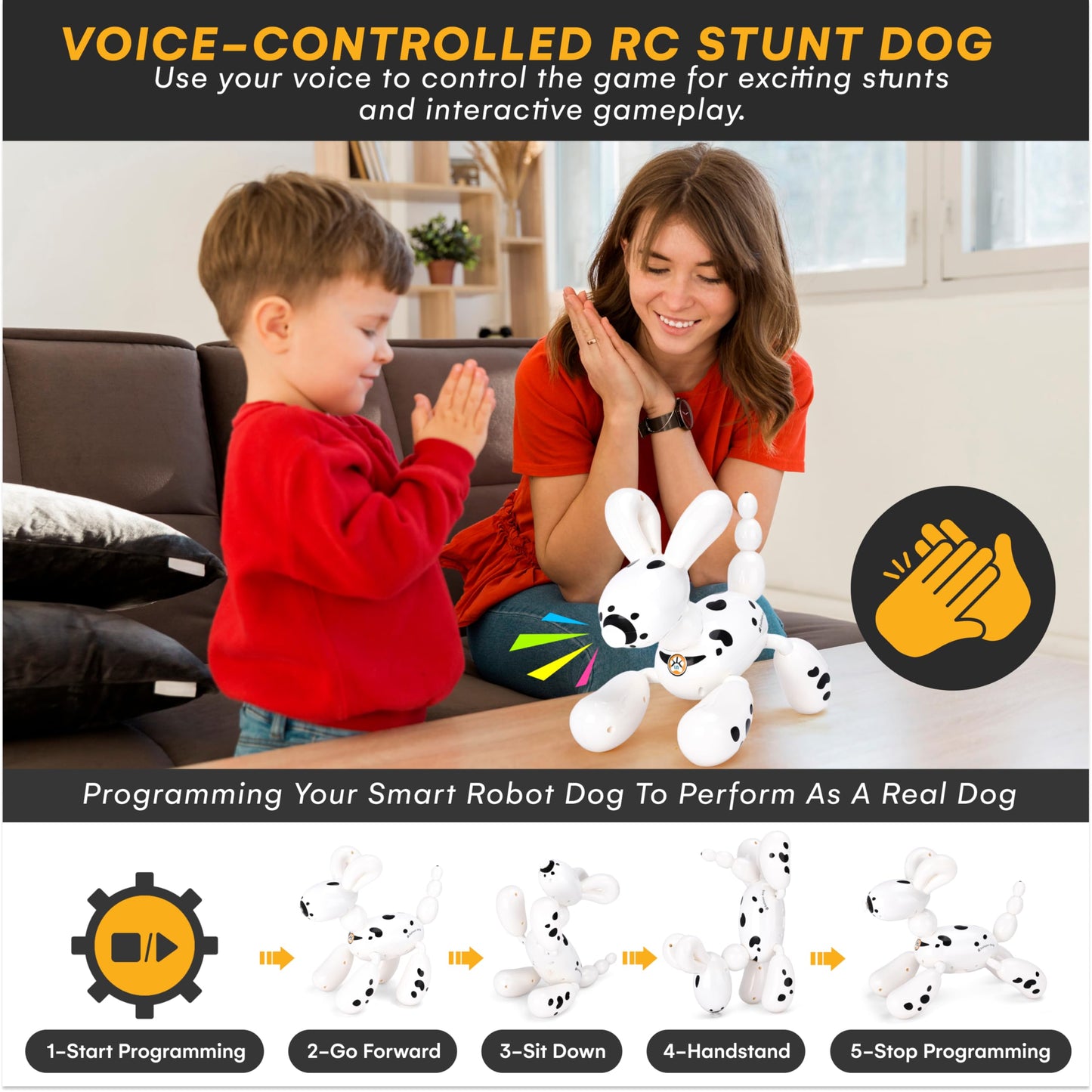 Top Race Remote Control Robot Dog - Smart Robotic Puppy Toy For Toddler - Fun Interactive Rc Dogs - Durable Plastic Material - V