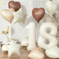 Nude 18 Balloons Decor For Girls, Beige Apricot Brown Tan Heart Balloon, Sand White 18 Balloon Boho Decor, Neutral Cream Foil St