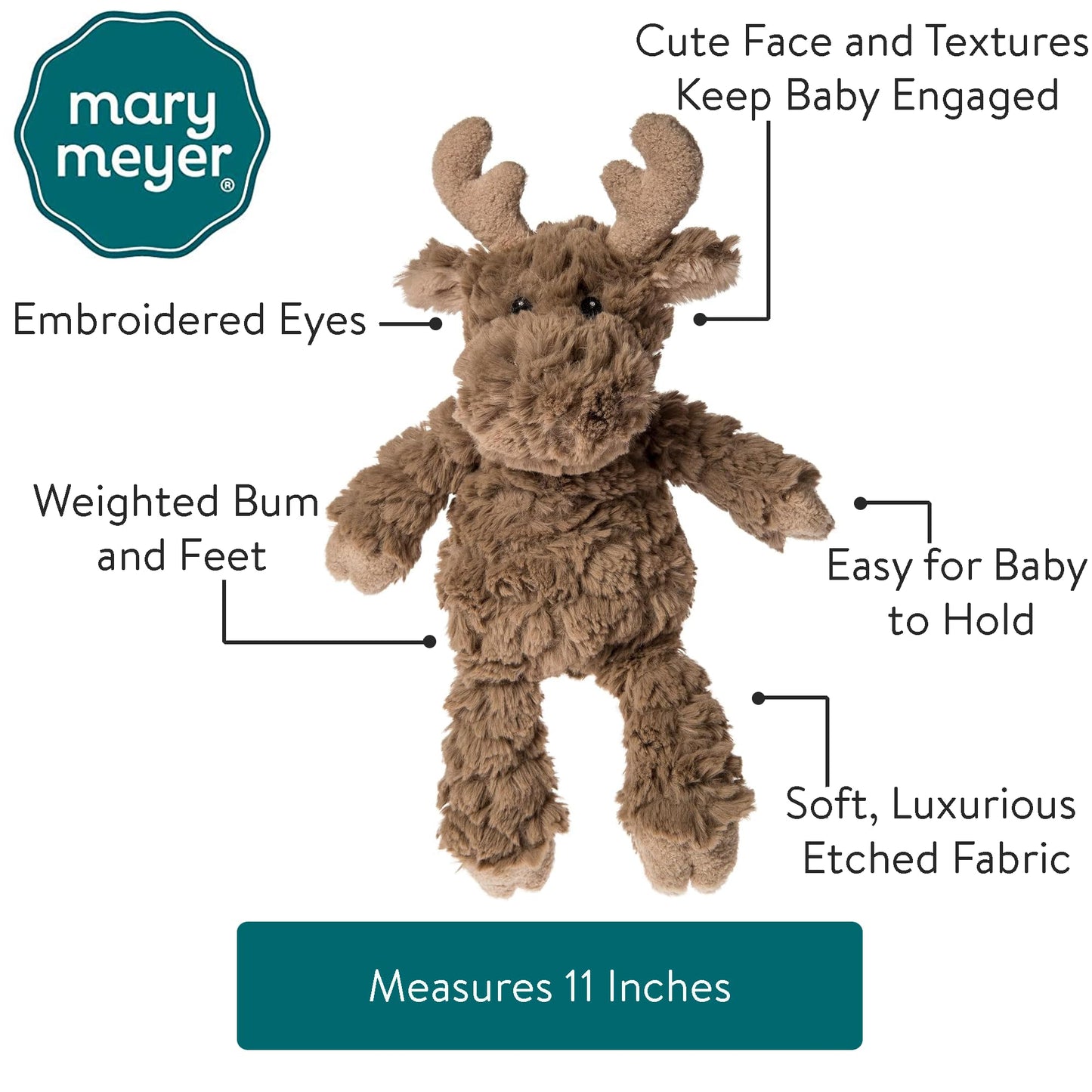 Mary Meyer Moose Stuffed Animal Toy, 11-Inch Soft Cotton Plush, Model 42820