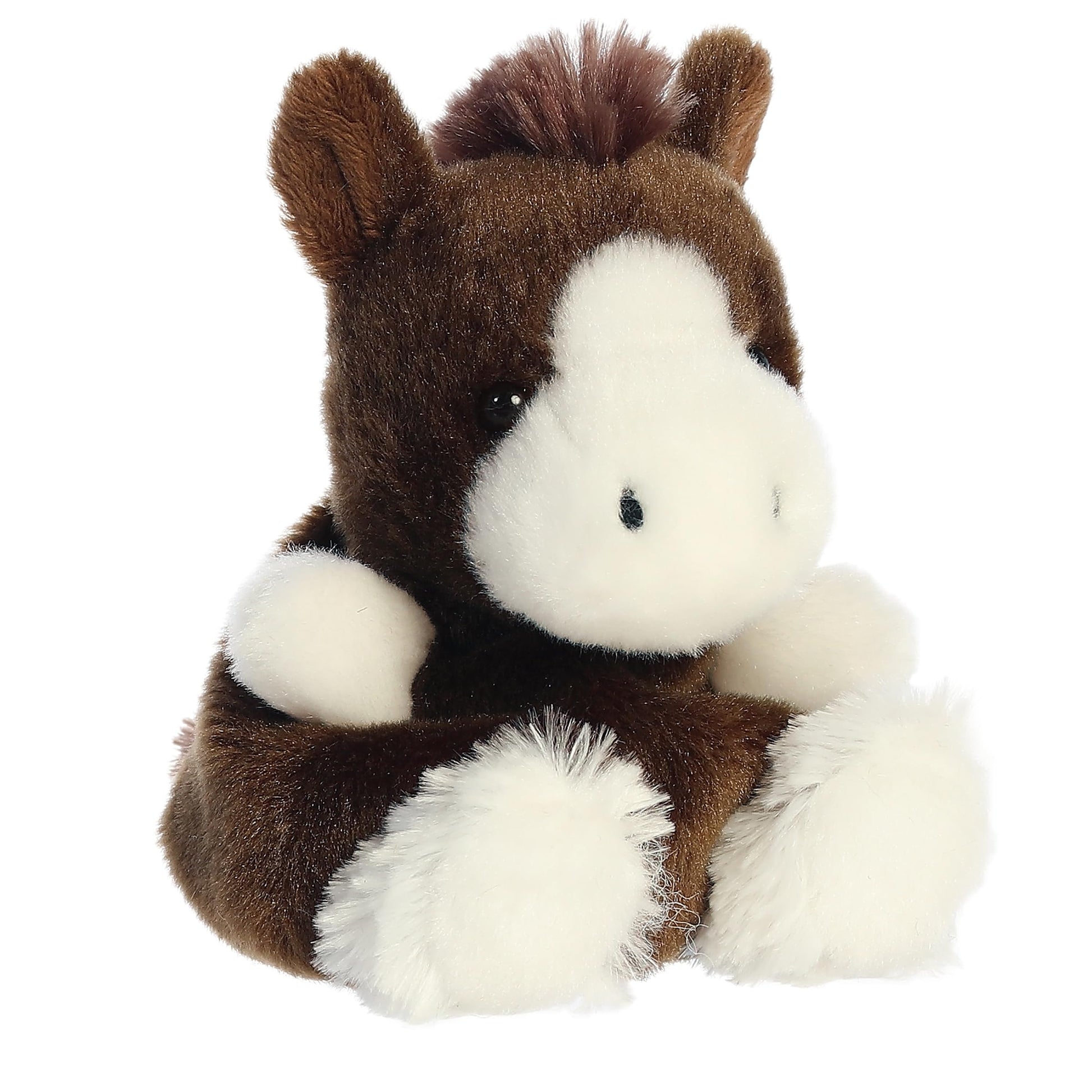 Aurora Adorable Palm Pals Darius Clydesdale Stuffed Animal - Fun Collectible Plush for Kids and mature-themed Collectors - Perfect for Decorating Rooms and Birthday Gifts - Brown 5 Inches