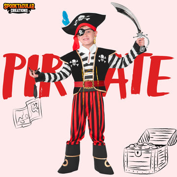 Spooktacular Creations Halloween Child Boy Pirate Fierce Captain Costume w/Accessories for Kids Halloween Dress Up Themed Parties (Medium (8-10yr))