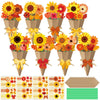 Motipuns 48 Set Thanksgiving Crafts Flower Bouquet Craft Kit DIY Flower Paper Crafts Make Your Own Thankful Gift Sunflower for F