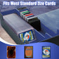 Trading Card Storage Box  2200+ MTG Deck Box Leather Magnetic Closure Commander Deck Box  Holds 5 Small Deck Boxes  Includes 1 Small Box  8 Dividers  1 Foam Stopper  1 Toploader  Black/Blue