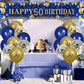 50Th Birthday Decorations For Men Women Blue And Gold,Navy Blue Gold Birthday Yard Banner And 18 Pcs 50Th Happy Birthday Balloons For 50Th Anniversary Birthday Party Supplies Indoor Outdoor Yard Decor
