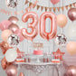 30Th Birthday Decorations Retro Pink Rose Gold,30Th Birthday Balloons,Happy 30Th Birthday Banner With Cake Toppers Rose Gold Num