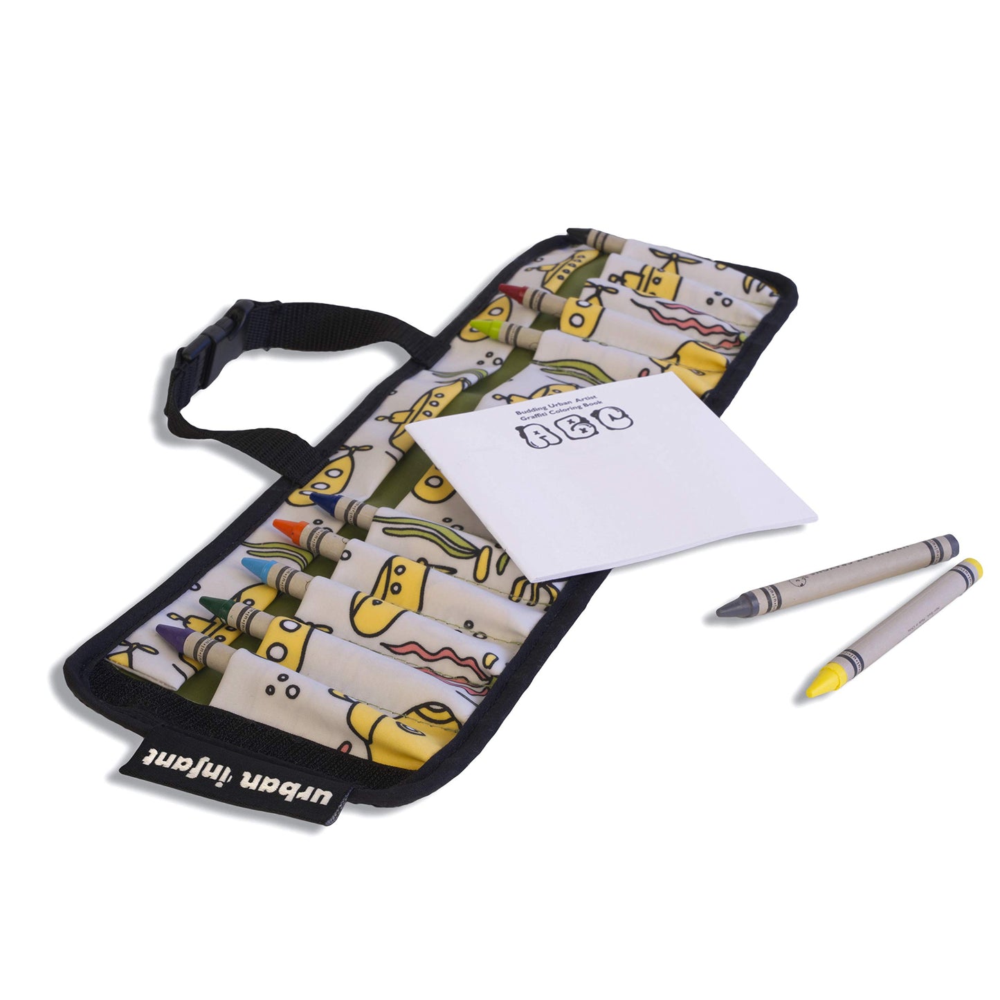 Urban Infant Kids Crayon Travel Case Carrier – Comes With Set Of 10 Non-Toxic Crayons And Draw Booklet – Toddler Activity – Easy Wallet-Style Close And Clipping Handles - Submarines