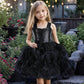 Besutolife Black Tutu Dress For Girls - Sequin Princess Party Wedding Dress - Size 8T