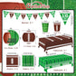 Football Party Supplies Kit Serve 24,Includes Dinner Plates, Dessert Plates, Napkins, Cups,Banner And Touchdown Tablecloth For F