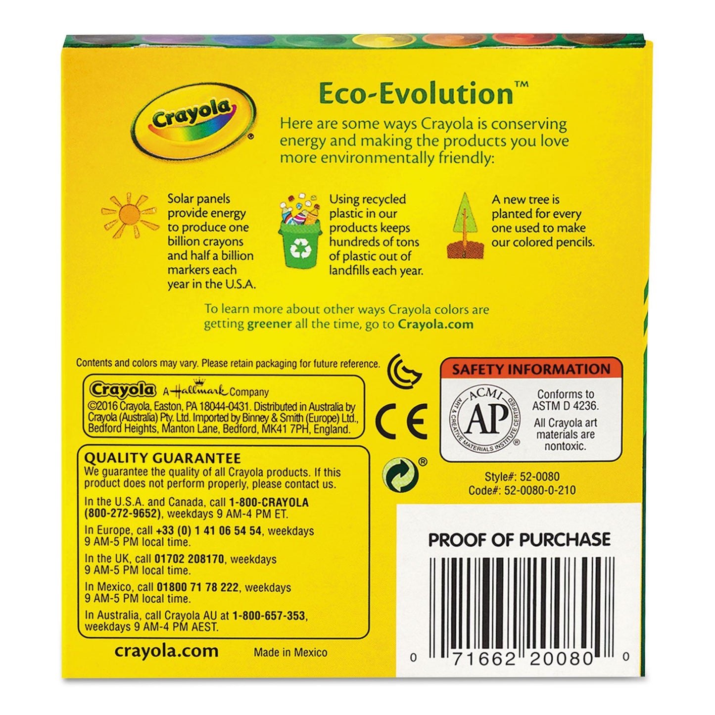 Crayola 520080 Large Crayons, Tuck Box, 8 Colors/Box