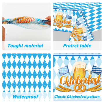 3 Pieces Oktoberfest Tablecloths Oktoberfest Party Supplies Oktoberfest Plastic Table Cover For Oktoberfest Party Favors Supplies Decoration