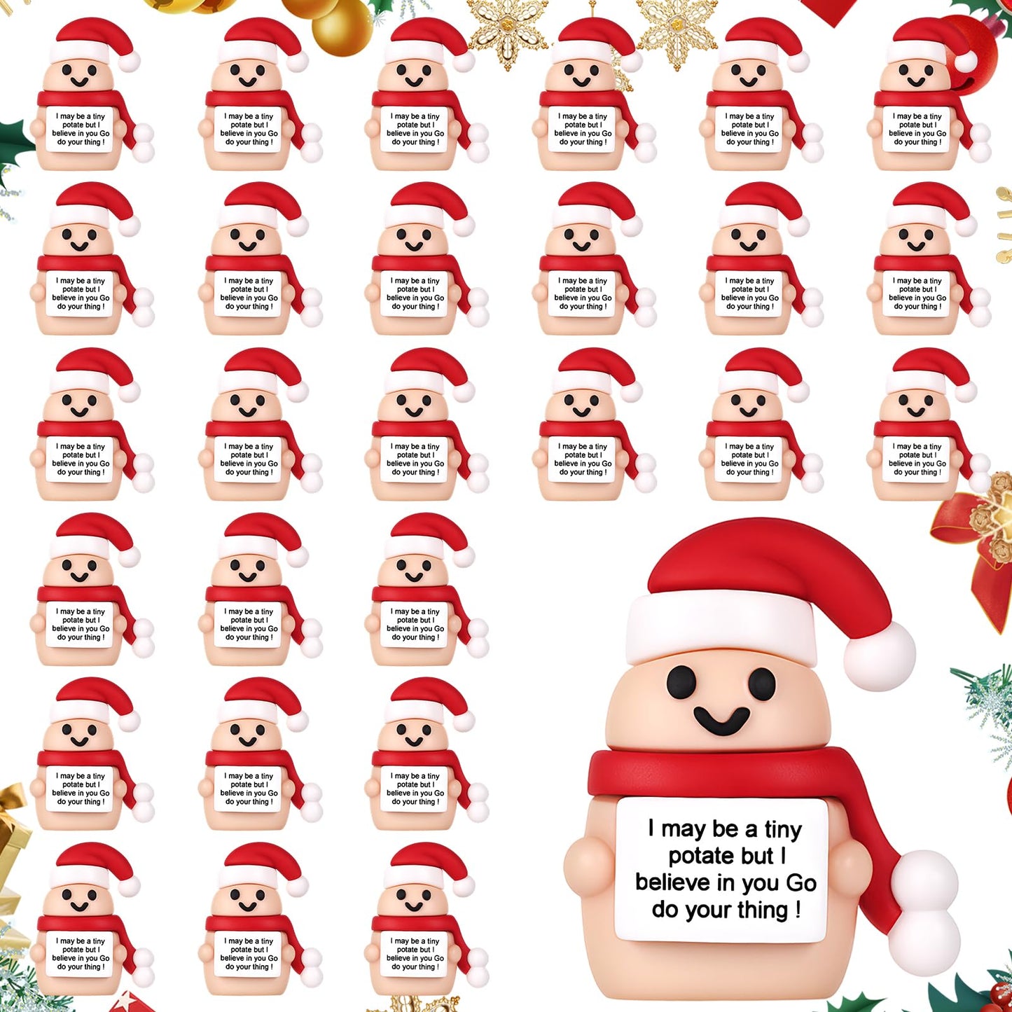 Gejoy 25 Pcs Mini Rubber Christmas Potato Toys Positive Gifts Mini Christmas Potatoes Decorations and Encouragement Birthday Motivational Gifts for Colleague Staff Teacher