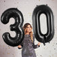 40 Inch Black 30 Number Balloons, Jumbo Foil Balloons For 30Th Birthday Party Decorations Supplies / 30Th Anniversary Event
