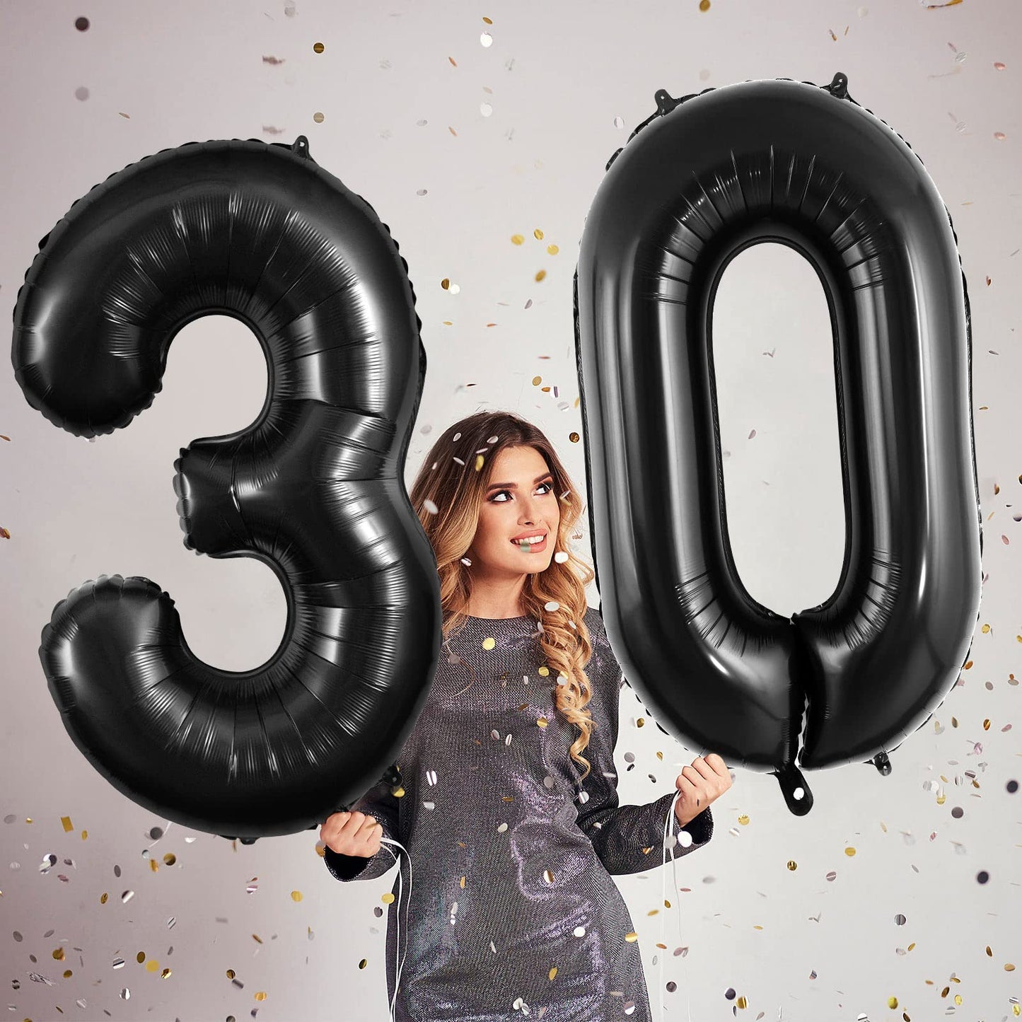 40 Inch Black 30 Number Balloons, Jumbo Foil Balloons For 30Th Birthday Party Decorations Supplies / 30Th Anniversary Event