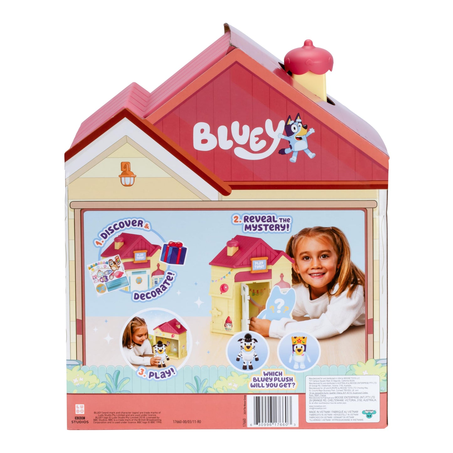 Bluey Play Date Plush Surprise, Decorate House With Stickers, Attach The Play Time Sign, Then Open The Door For A Surprise Plush