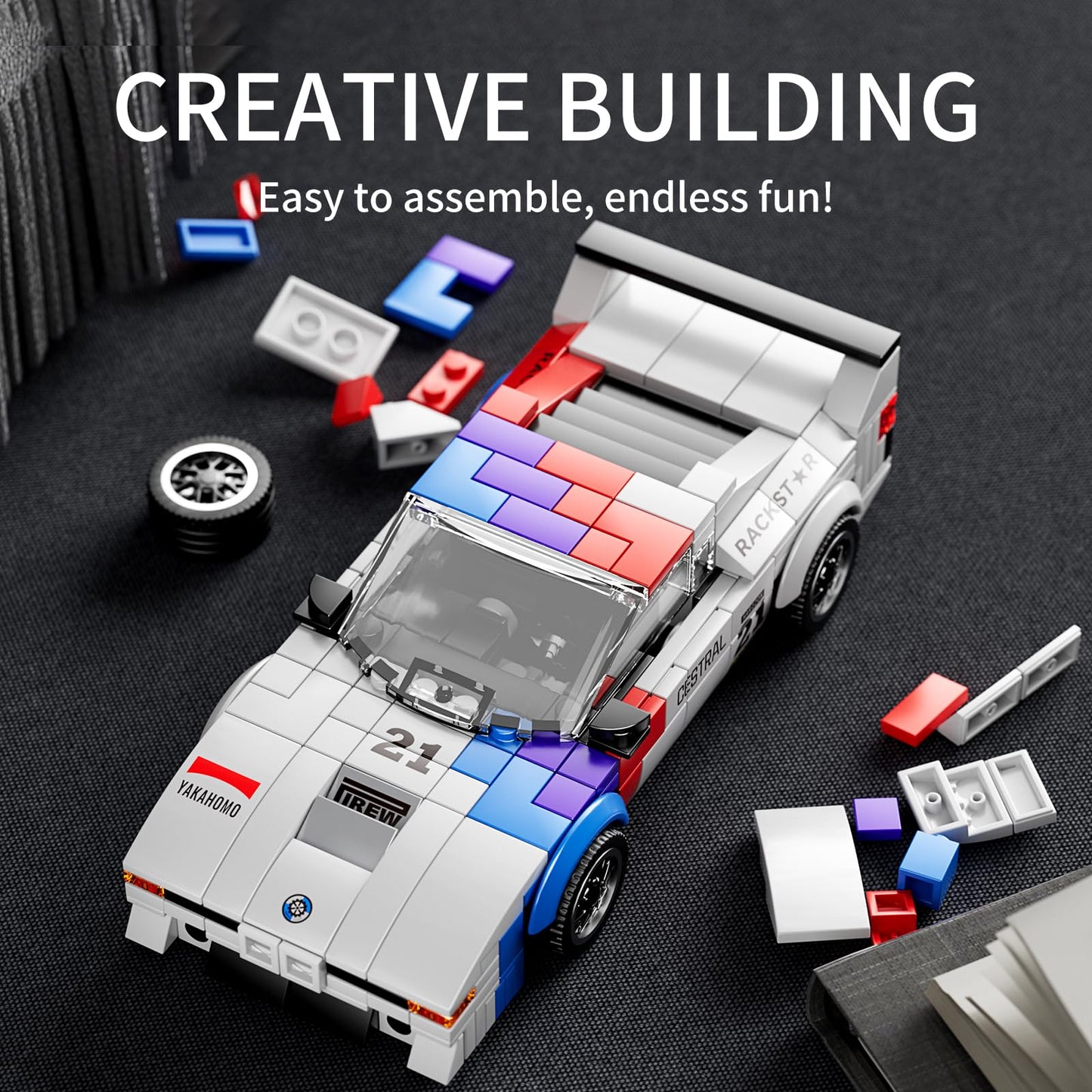 Mould King Speed Champion Race Car Building Toy For Boy Teen Racing Sports Collectable Model Car Construction Toy With Display Case Racing Car Building Kit For Adults Kids 8+, 27062
